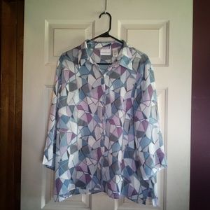 Alfred Dunner Geometric Sheer Top